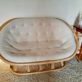 Vintage bohemian rattan canapé from the 60s and 70s.