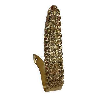 Large worked brass coat hook