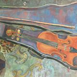 Still life with violin signed