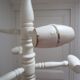 Coat rack parrot solid wood turned white patinated vintage