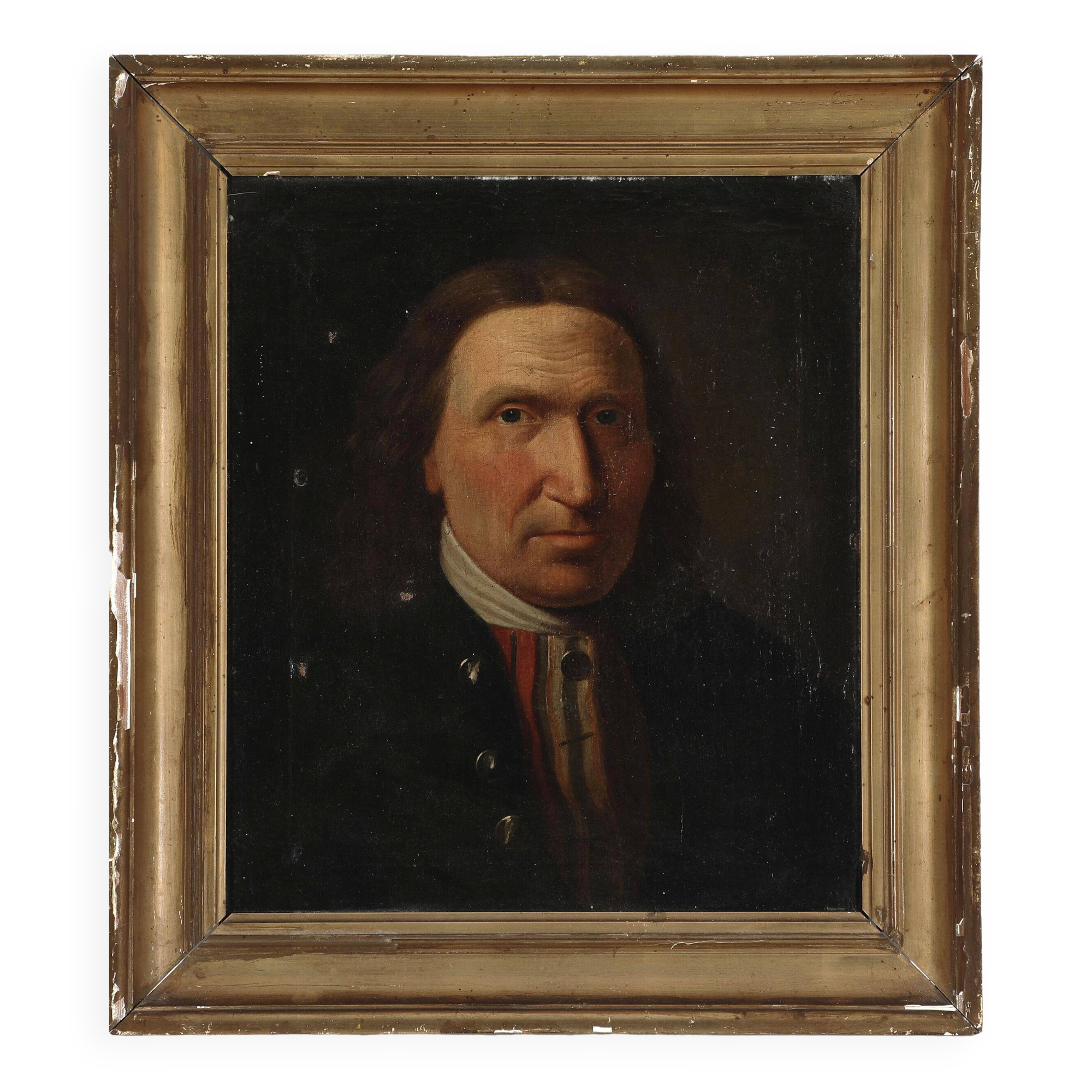 Antique Vintage Oil Portrait Painting of a Danish Gentleman, 19th Century