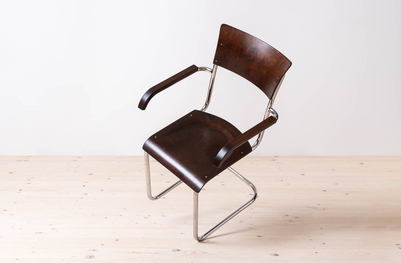Set of 4 Bauhaus Dining Chairs, designed by Mart Stam, Tubular Steel Base