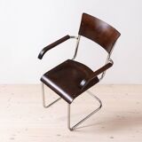 Ensemble de 4 chaises de salle à manger Bauhaus, conçues par Mart Stam, base en acier tubulaire