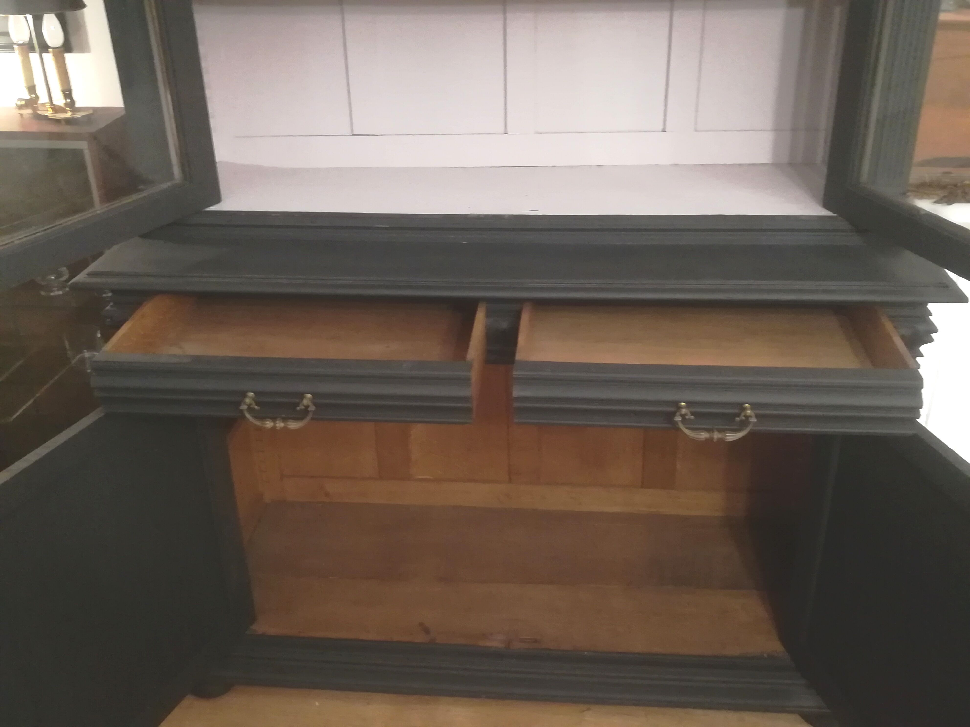 Black patinated oak library