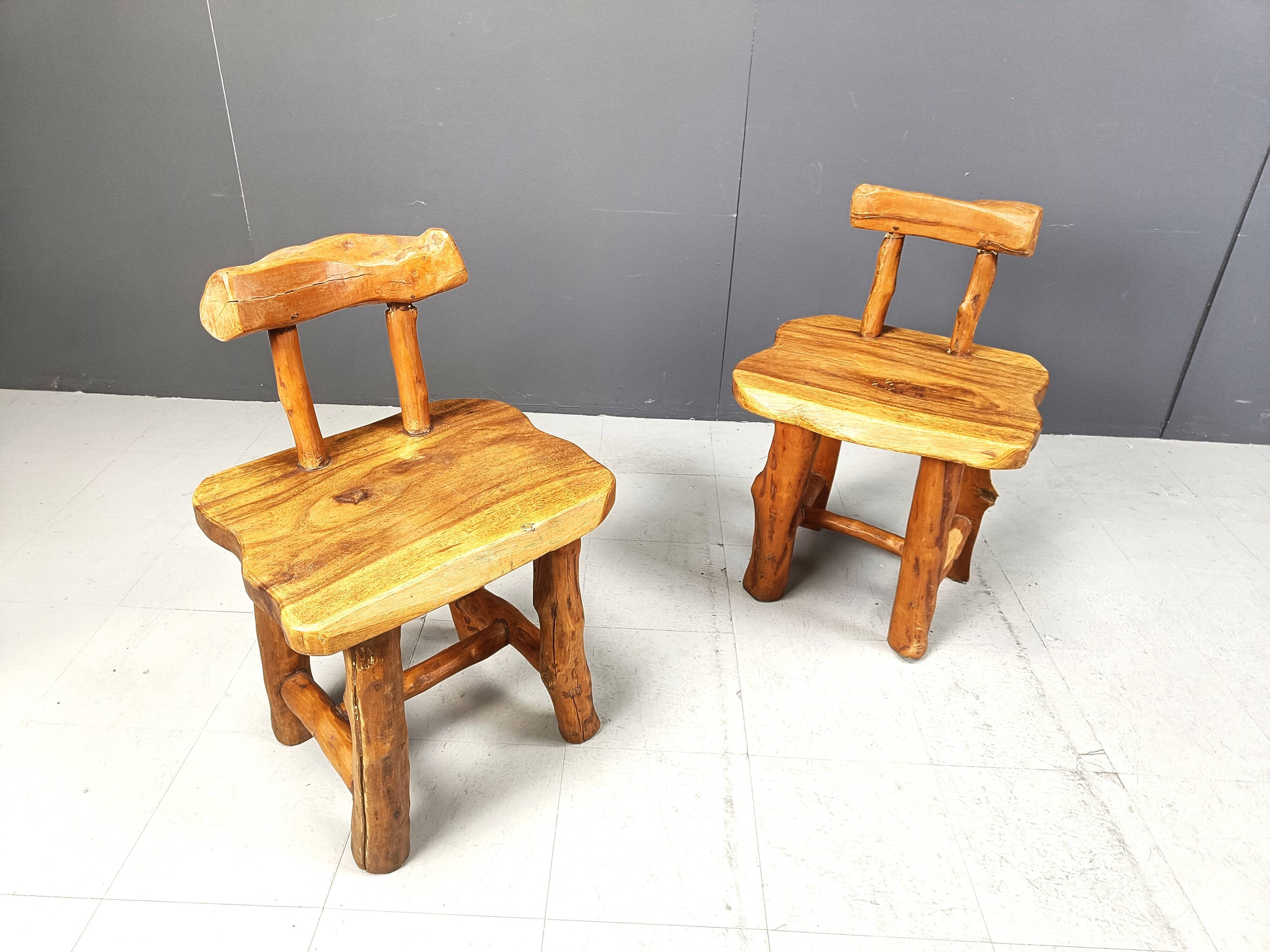 Set of 6 sculptural brutalist dining chairs, 1960s