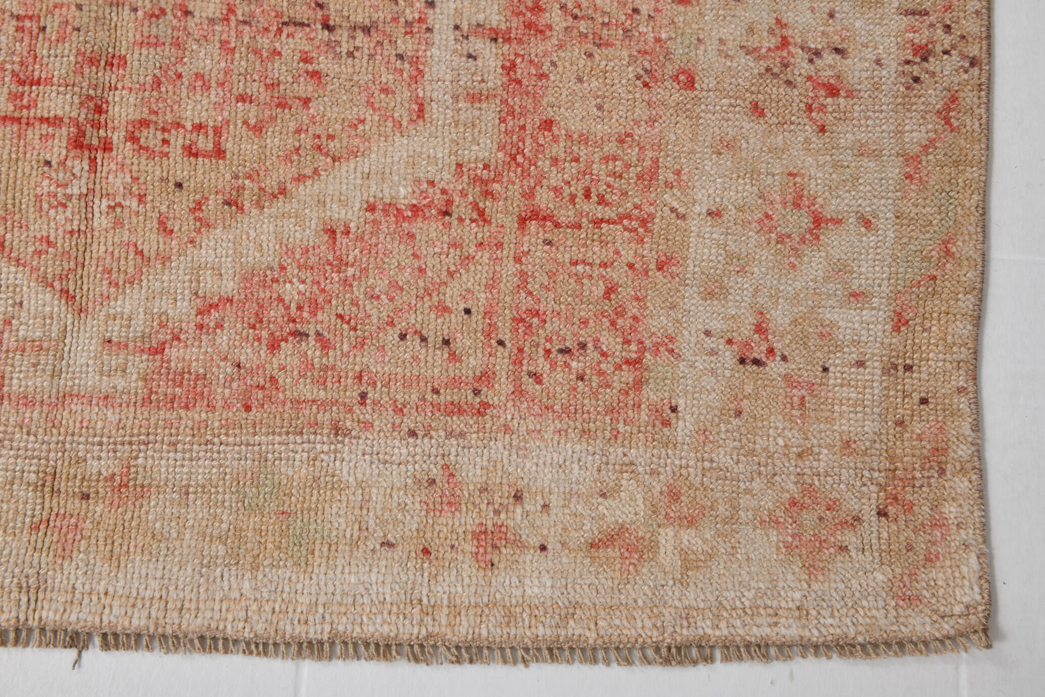 Geometric handmade oushak rug 226x121cm