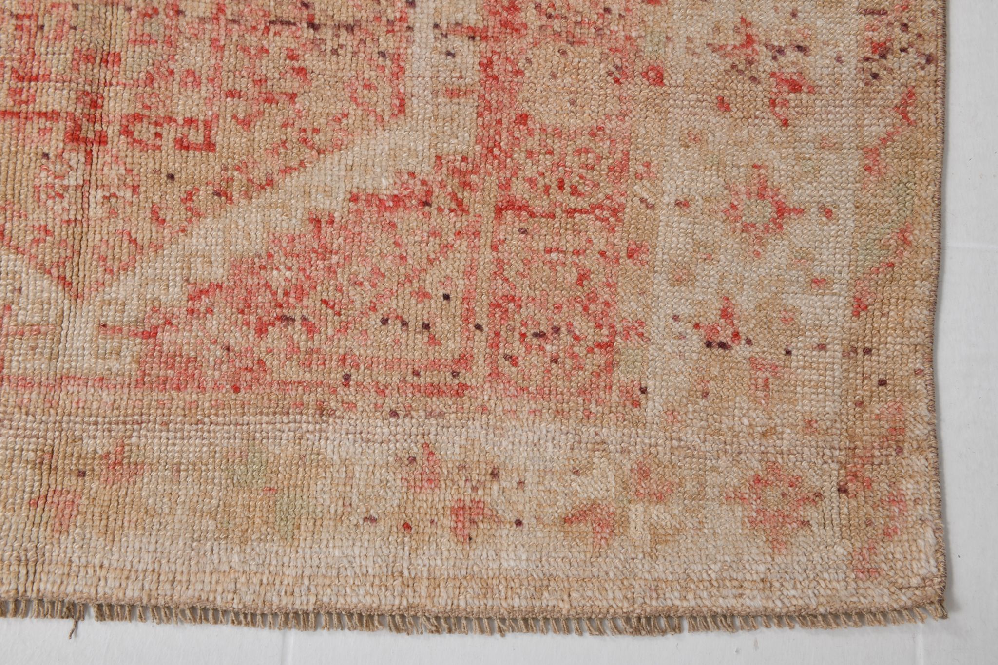 Geometric handmade oushak rug 226x121cm