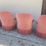 Série de 4 Fauteuils crapauds en velours ancien 1930s