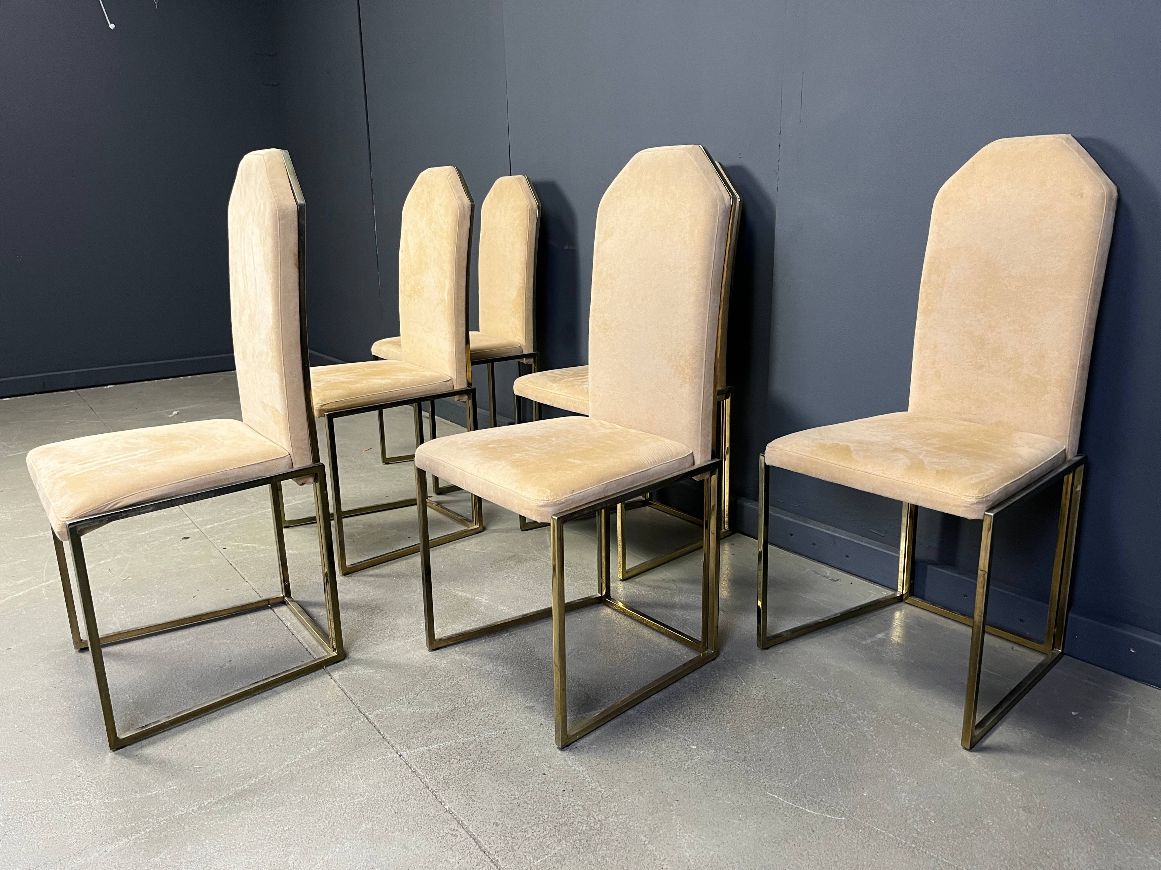 Vintage brass dining chairs by Belgochrom, 1970s