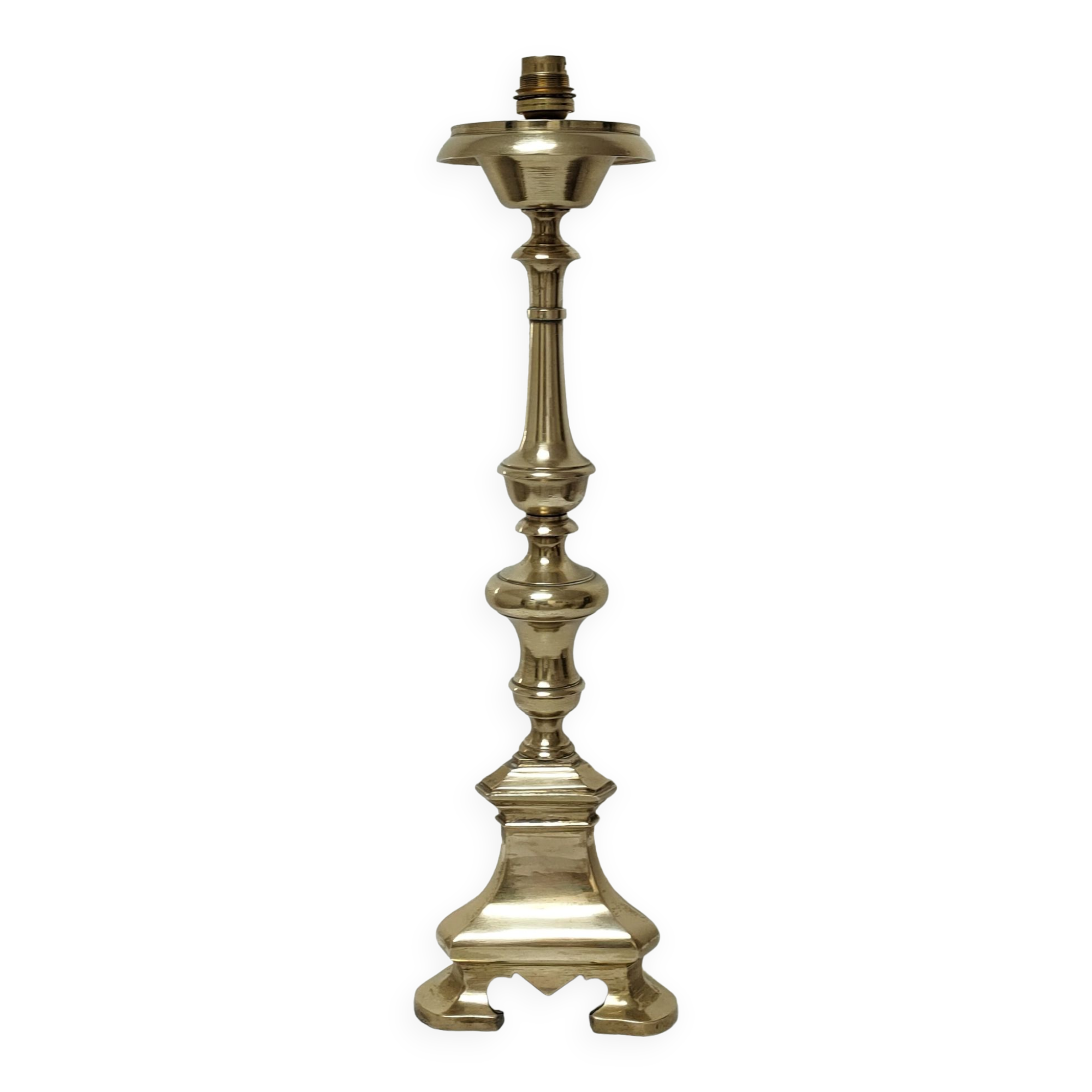 Pied de lampe bronze doré tripode hauteur 50 cm