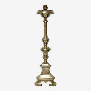 Pied de lampe bronze doré tripode hauteur 50 cm