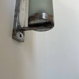 Vintage tubular wall lamp, chrome and sandblasted glass, France 1940