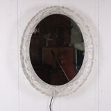 Oval mirror with lighting and plexiglass edge by Hillebrand - 68x56cm