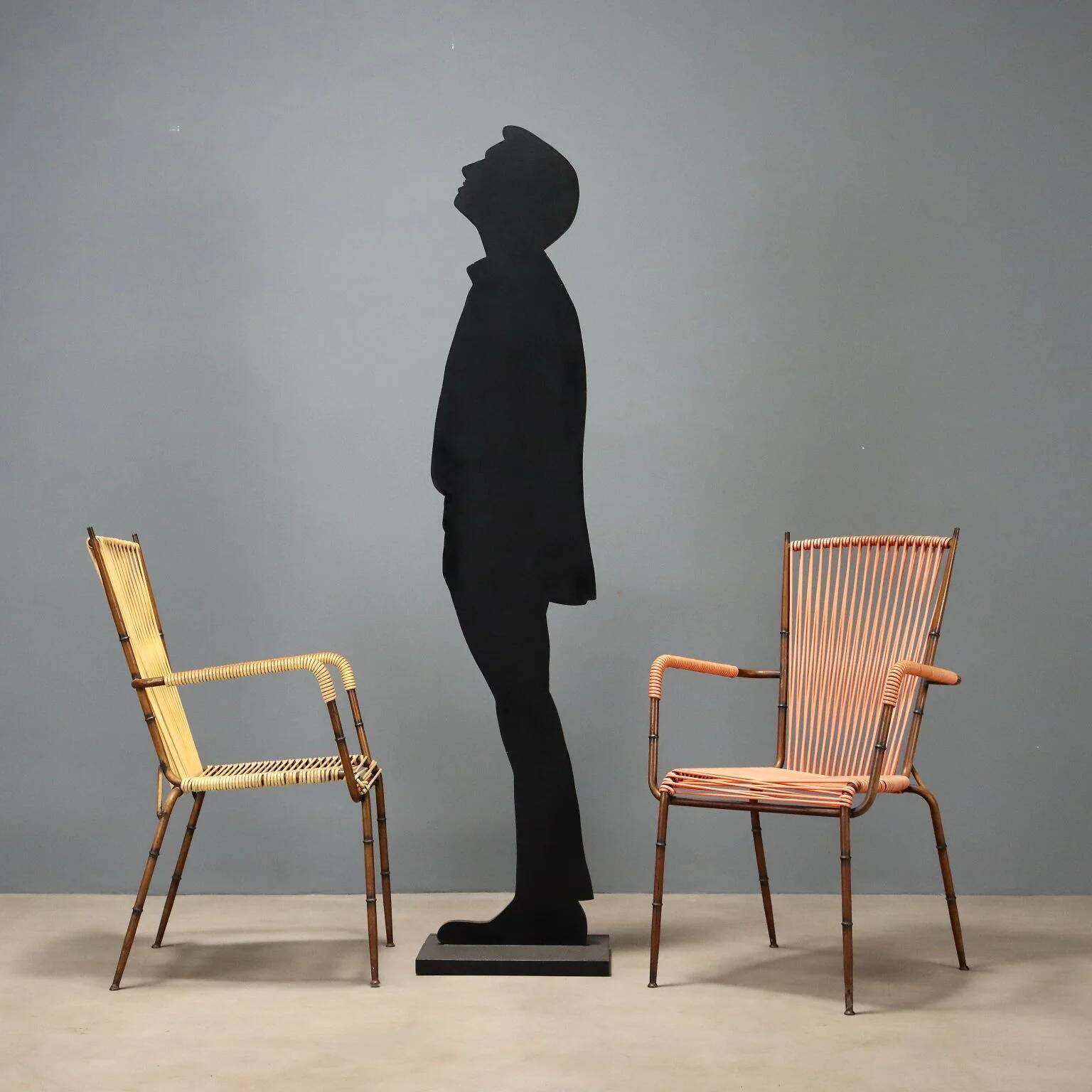 Metal and synthetic rope chairs