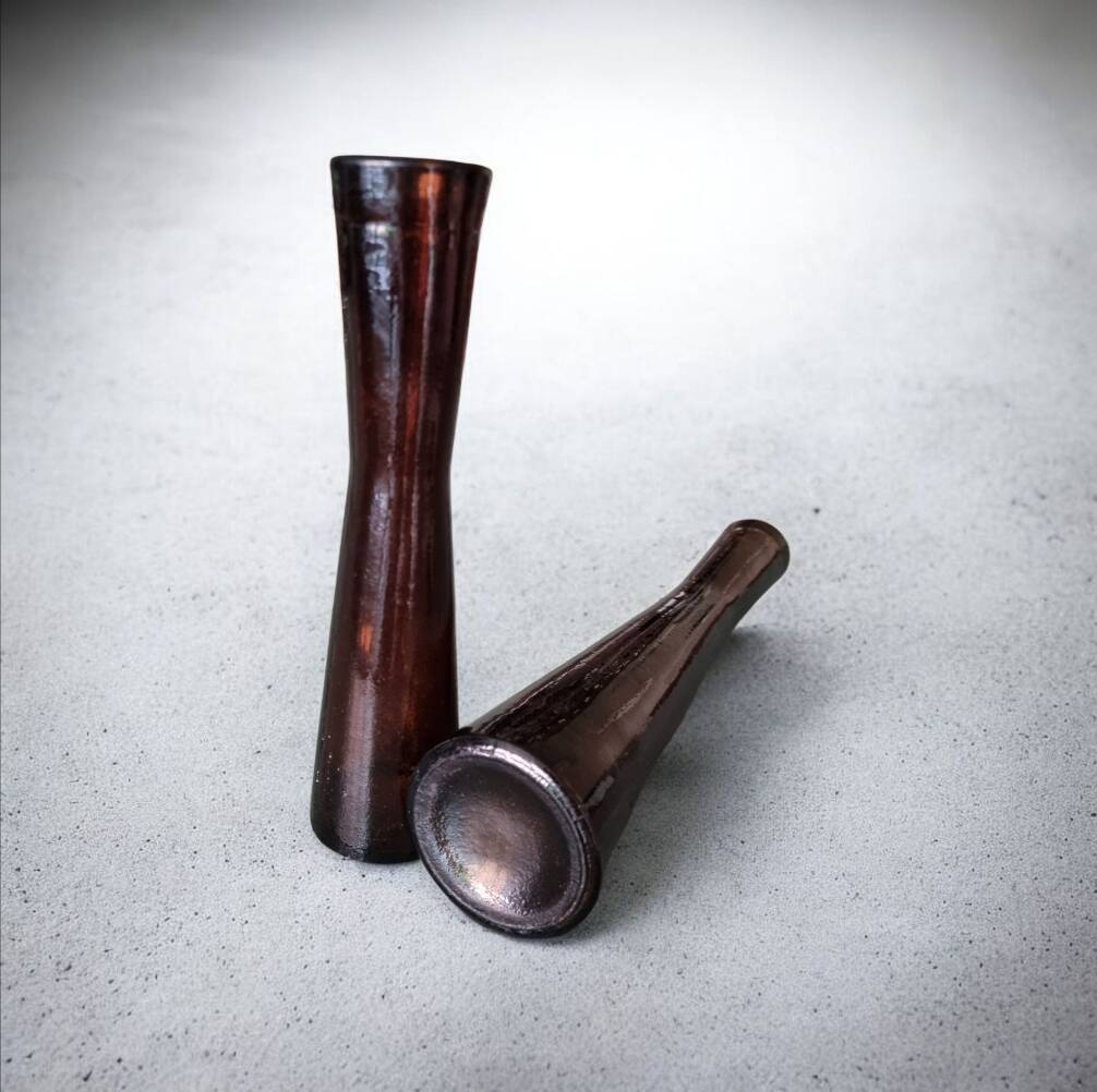 Pair of amber glass soliflores