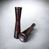 Pair of amber glass soliflores