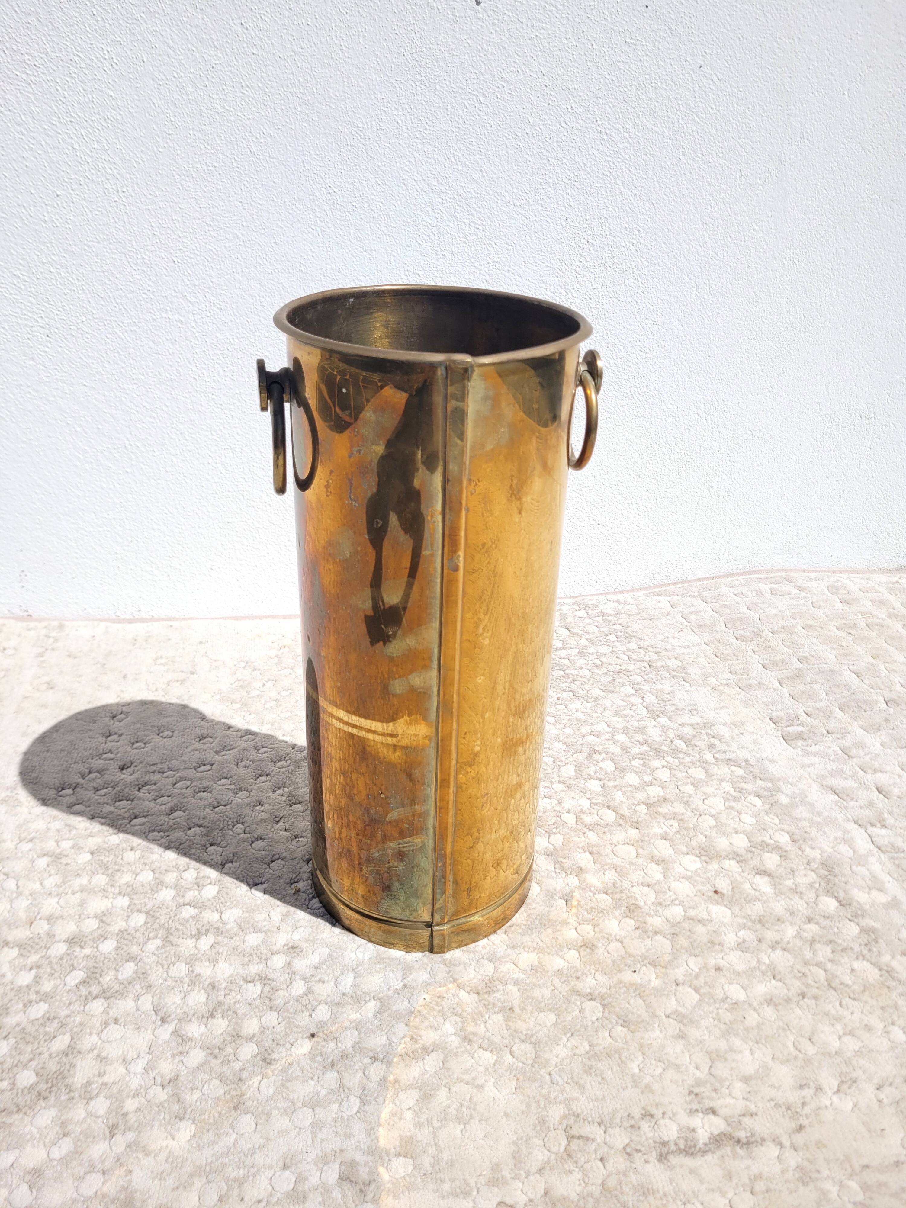Cylindrical brass umbrella stand – 1960s/70s