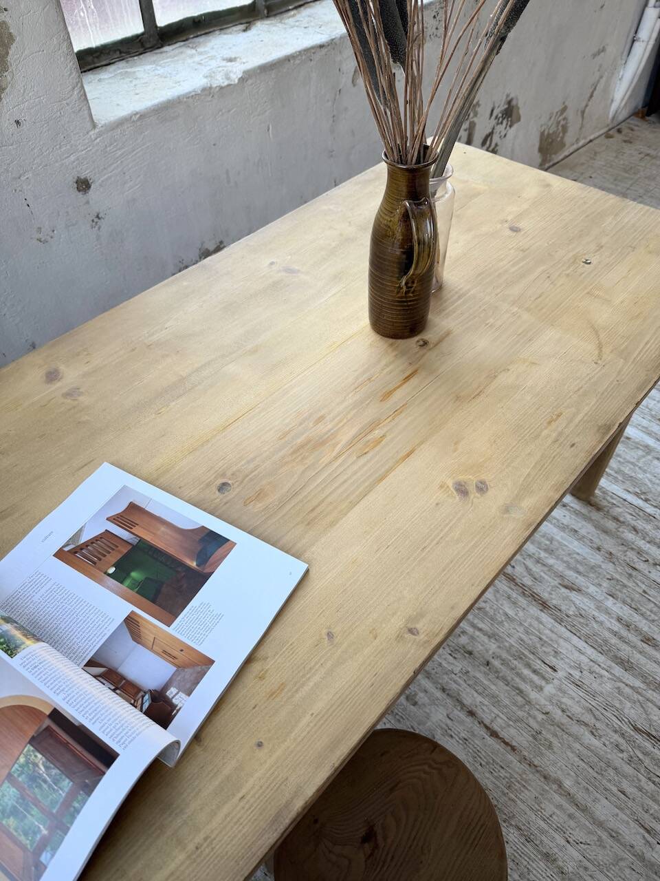 Table de ferme en pin et chêne