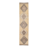 3x12 Light Yellow & Brown Turkish Vintage Runner Rug, 80x373Cm