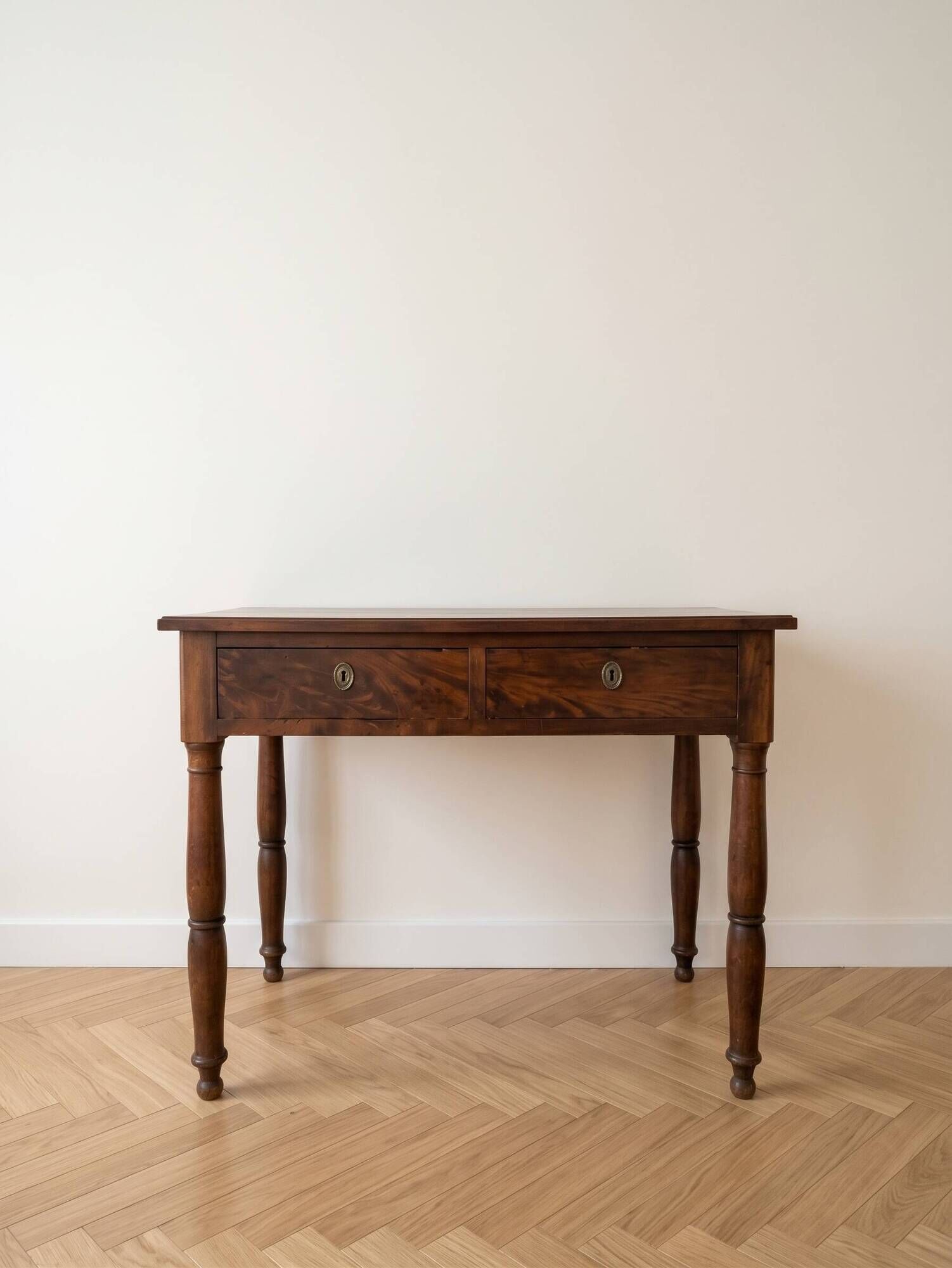 Antique wooden desk with two drawers
