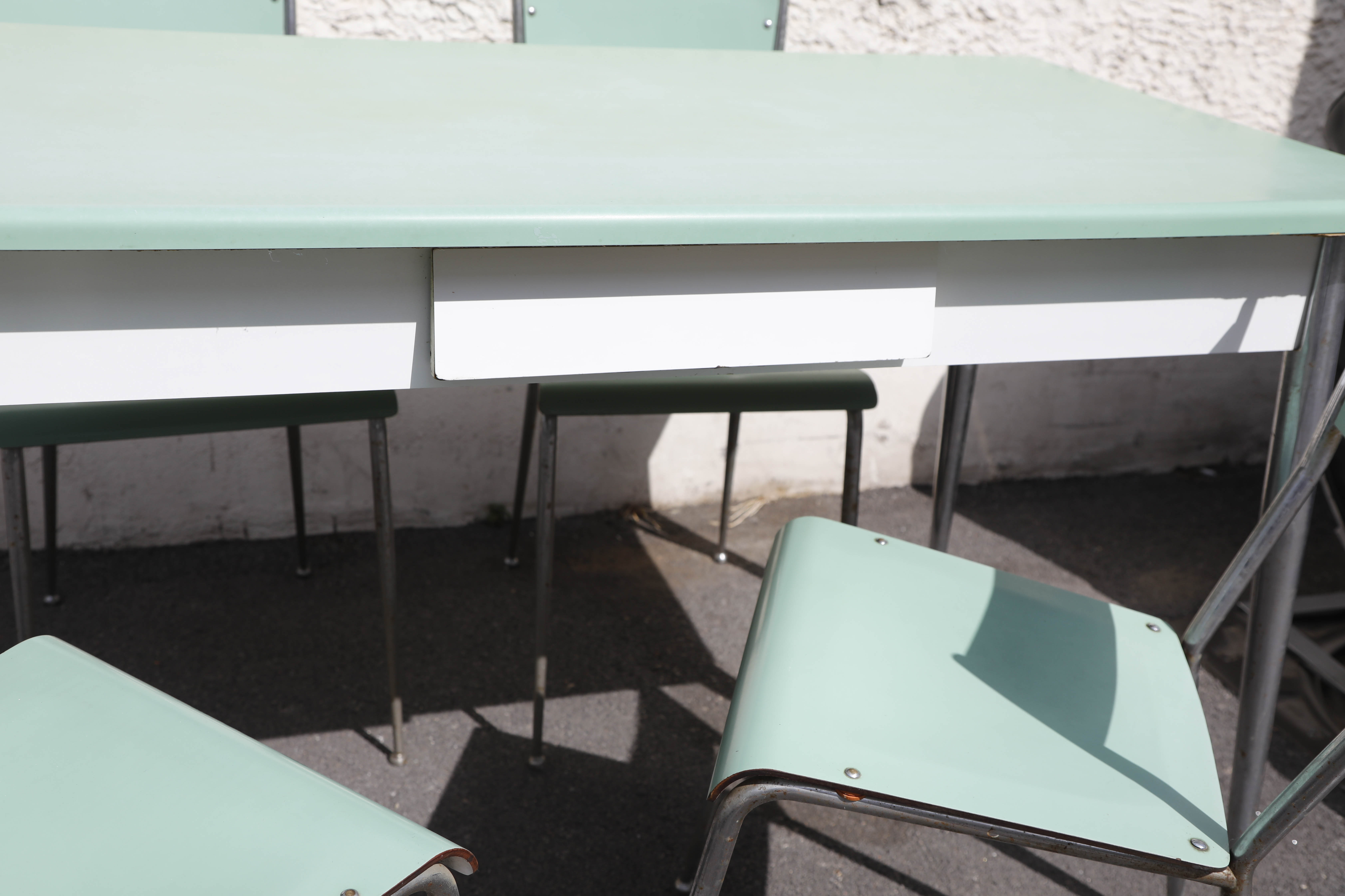 Set Table and Chairs Formica Water Green