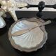 Shell butter dish and its silver-plated knife