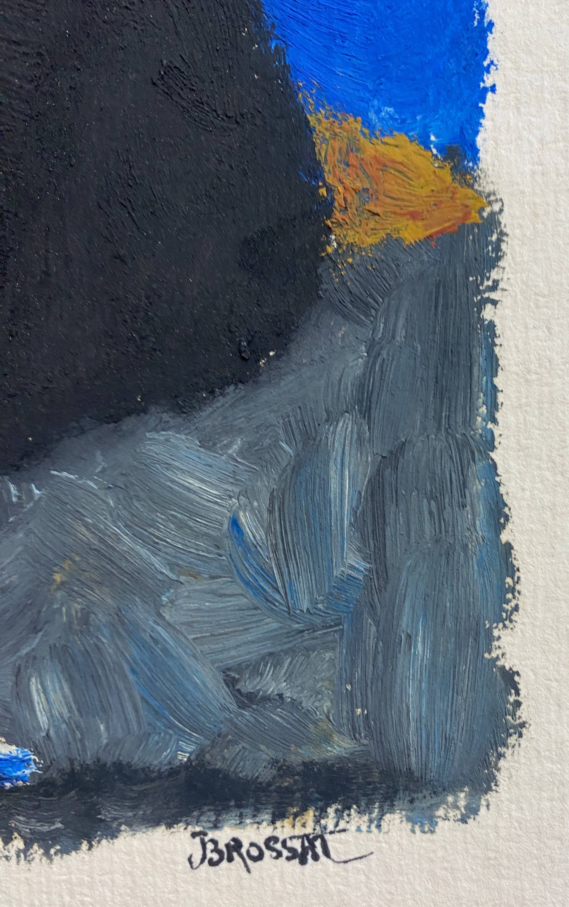 Painting "Lady with the Black Coat" HSP by J.M. Brossat (born in 1946)