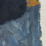Tableau "Dame au manteau noir" HSP par J.M. Brossat (né en 1946)