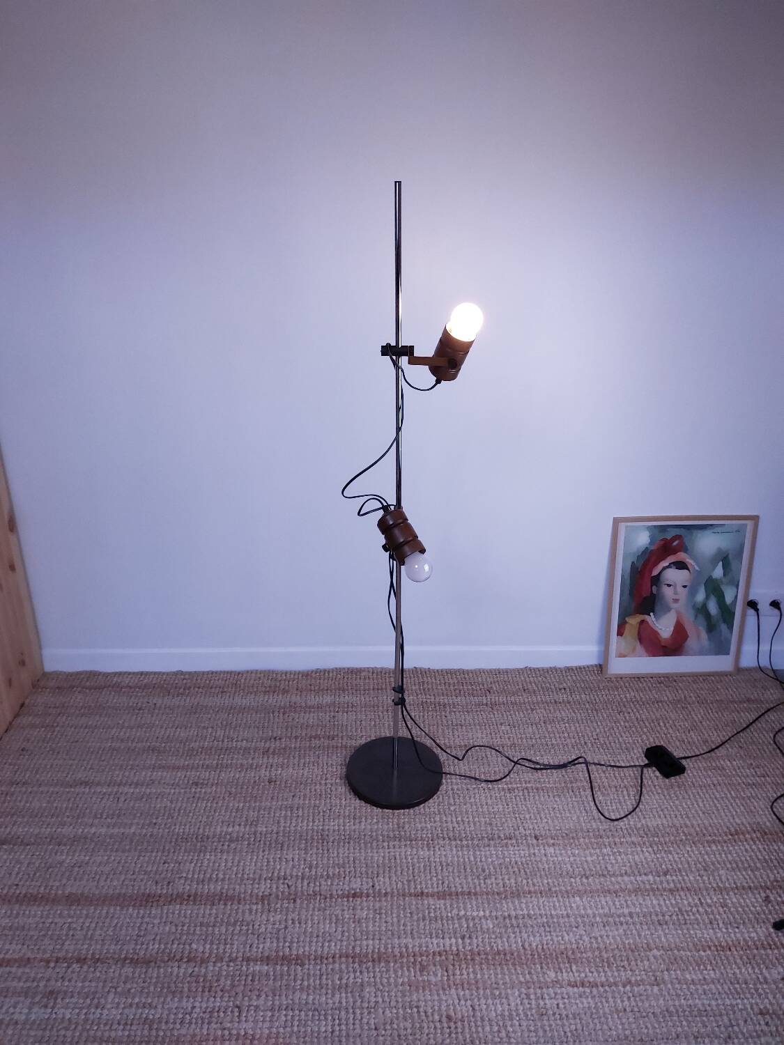 Lampadaire spots métal bois