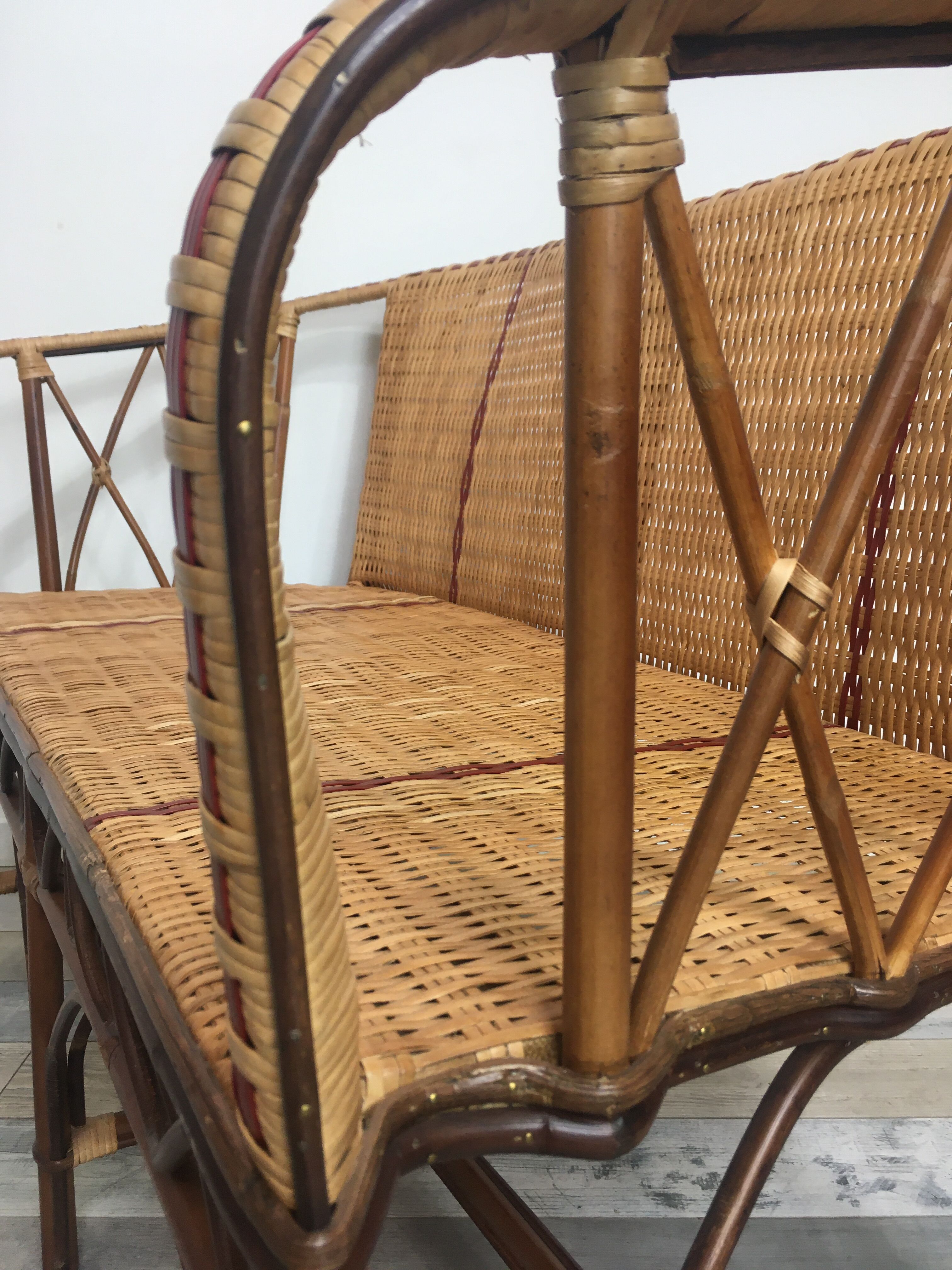 Woven rattan sofa