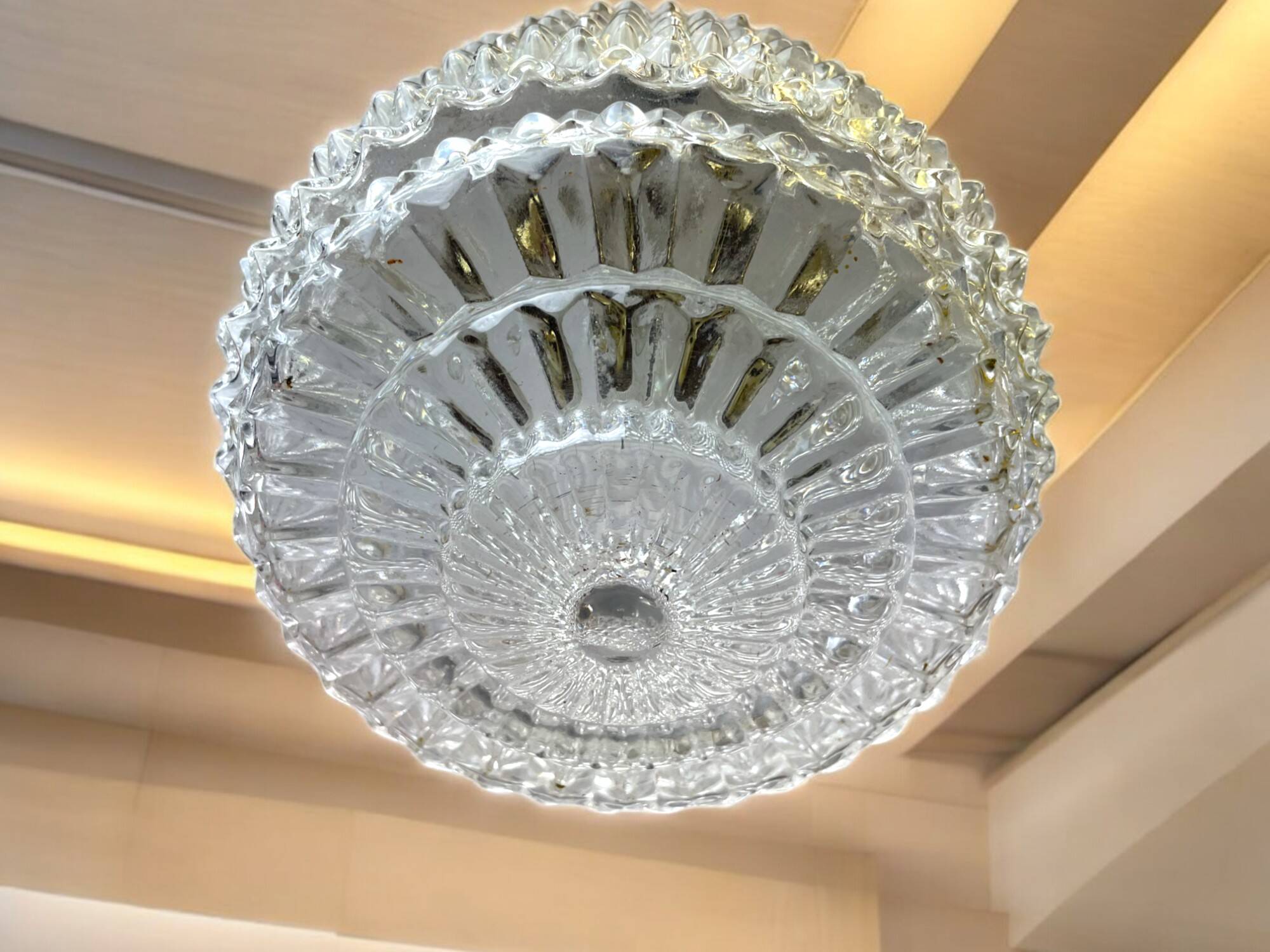 Mid Century small hobnail glass hanging ceiling lamp