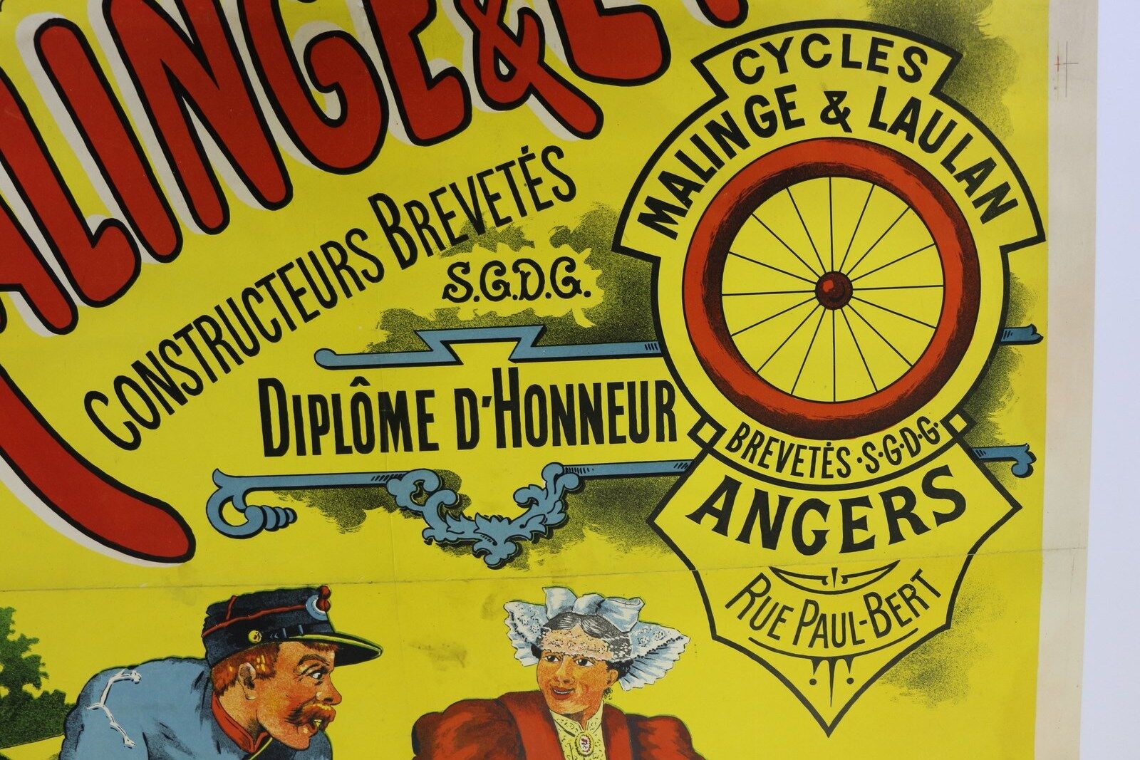 Original litho bike 1896 cycles malinge poster - laulan
