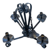 Black Vintage Wrought Iron 4 Light Chandelier - Spanish / Medieval Style