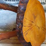 Brutalist sofa tip table in solid wood
