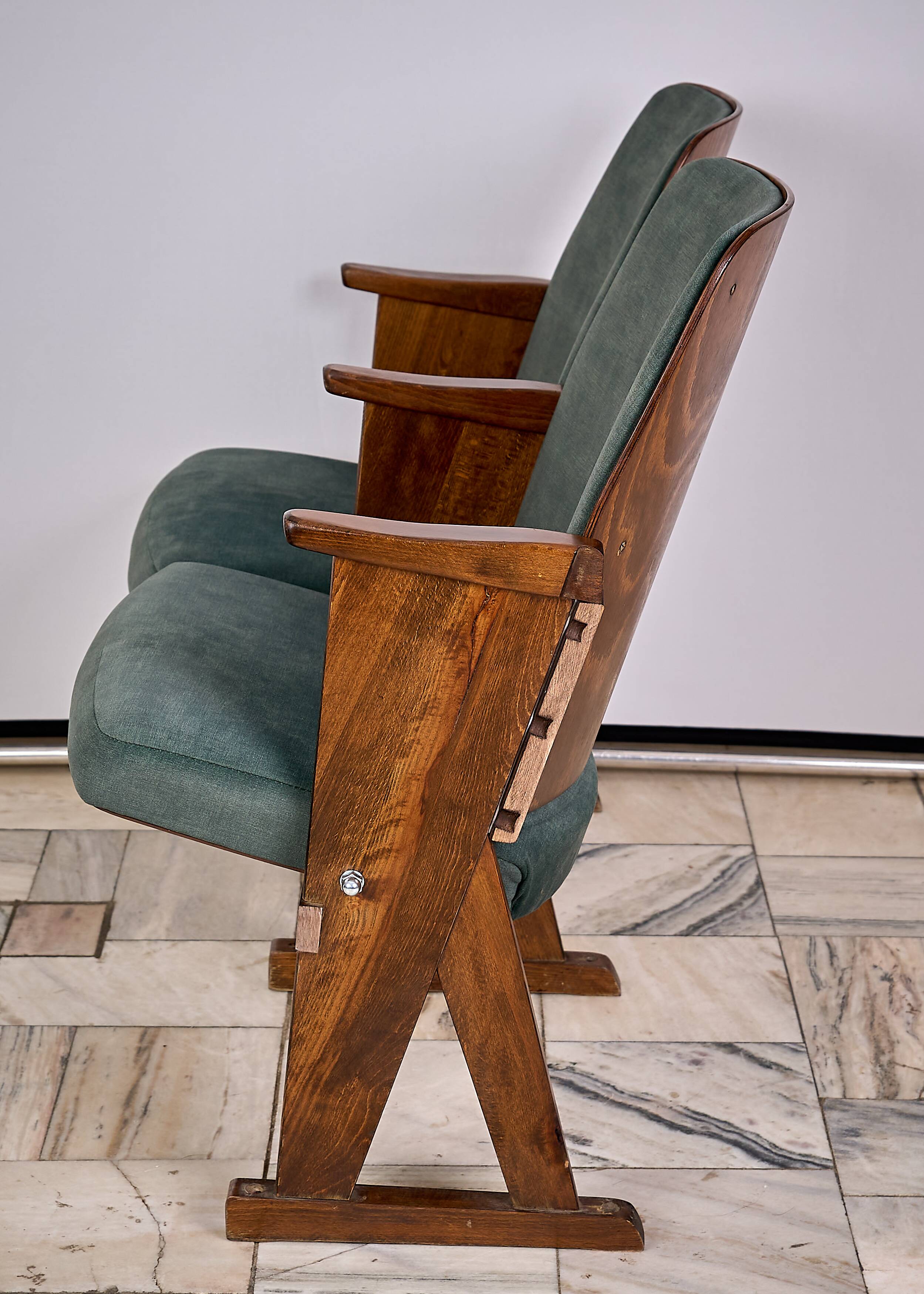 Vintage Czechoslovakian double cinema seats from the 1970s Retro Design