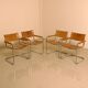 Ensemble de 4 chaises italienne en cuir cognac "Cantilever" par Marcel Breu