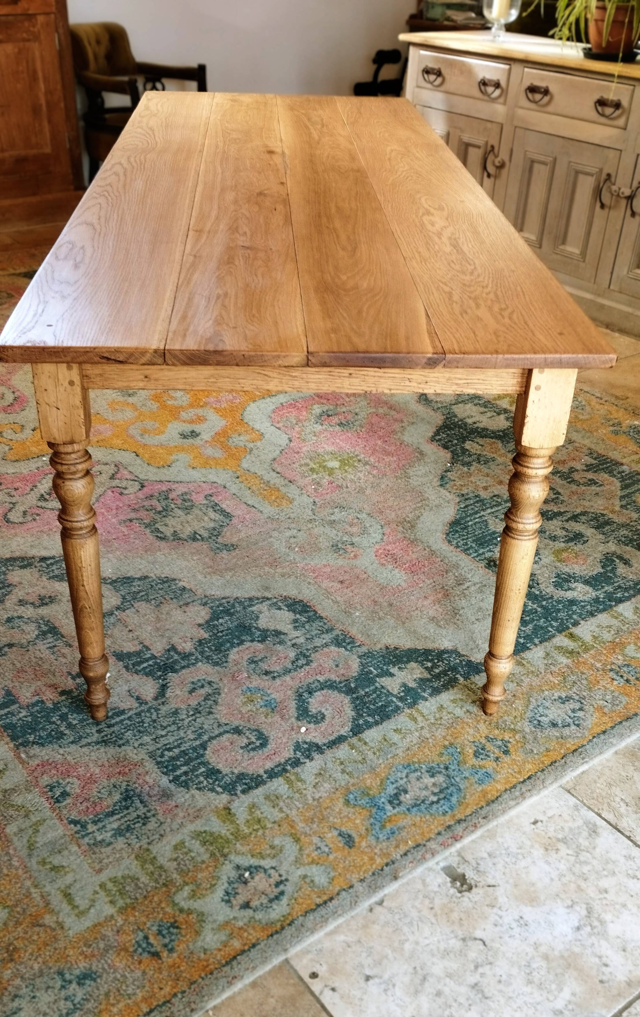 Solid oak farmhouse table
