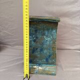 Vintage Modern Brutalist Blue Green Ceramic Vase Germany