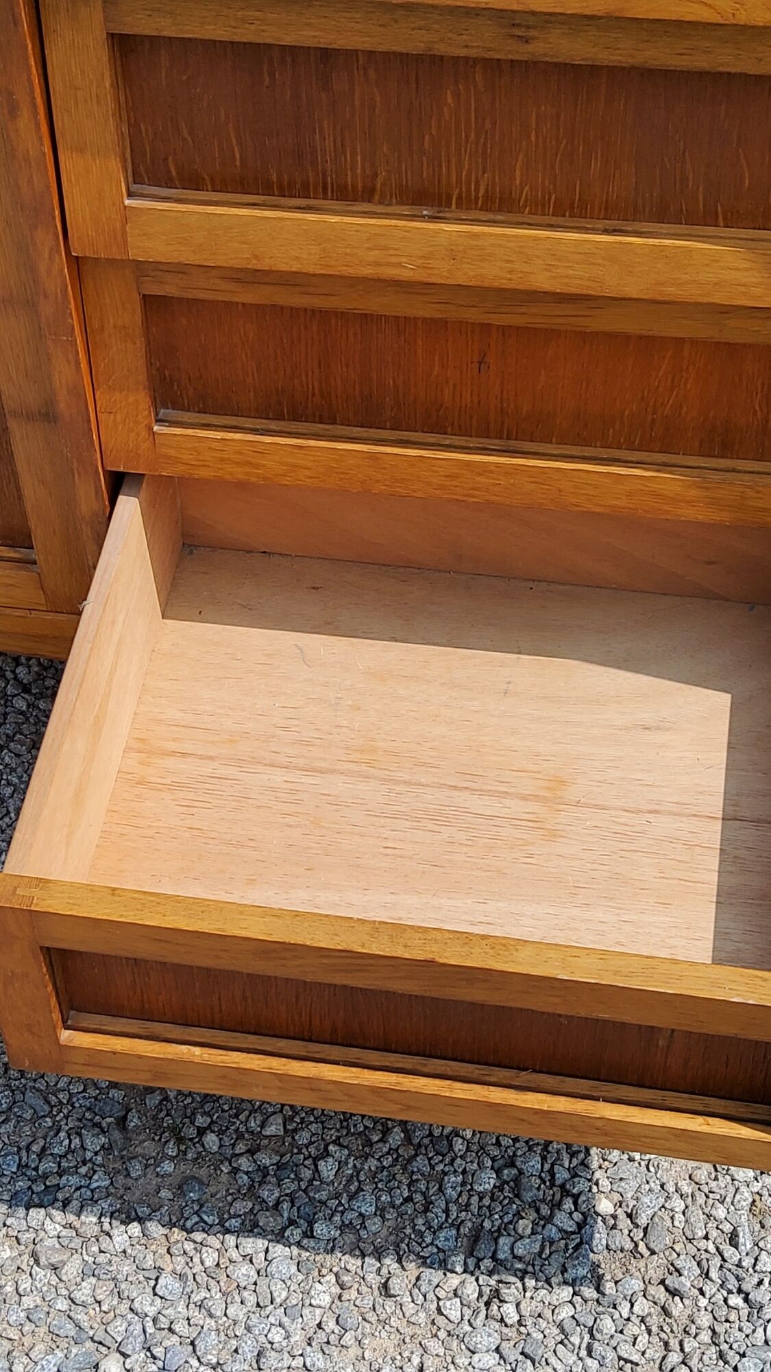 Vintage Golden Blond Oak Chest of drawers Feet Compass 6 Drawers 1 Door 50s