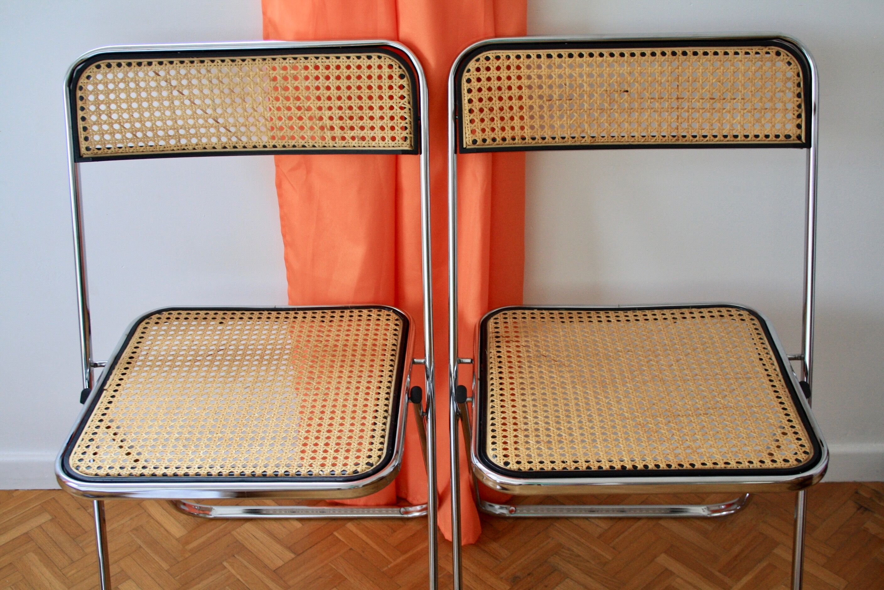 Set of 4 folding cane chairs