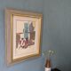 Mid-Century Modern Swedish "Seated Figures" Vintage Figurative Painting, Framed