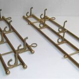 1 of 2 brass coat racks with 7 foldable hooks 1940s art-deco