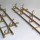 1 of 2 brass coat racks with 7 foldable hooks 1940s art-deco