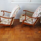 Four 1950s armchairs - wooden armrests
