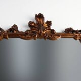 Romantic Wooden Mirror with Floral Details, France 1950s
