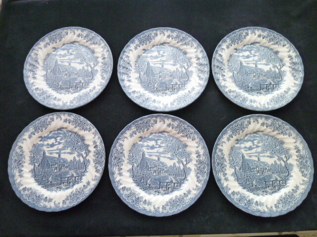 Set of 6 flat plates in Churchill English porcelain