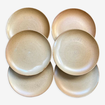 Set de 6 assiettes a dessert en grès CNP Grès Village France vintage