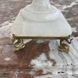Alabaster lamp, twisted, gadroon decoration, gilded brass base, dolphins