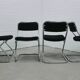 vintage set of x4 chrome tubular chairs black rib