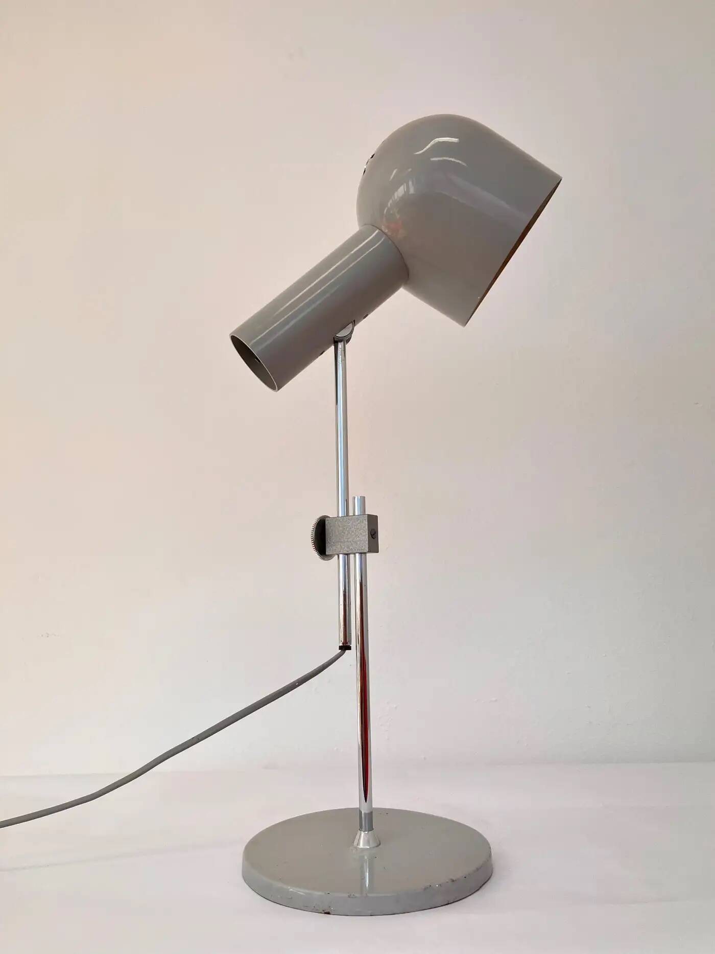 Mid-century grey adjustable table lamp by Napako, 1970s